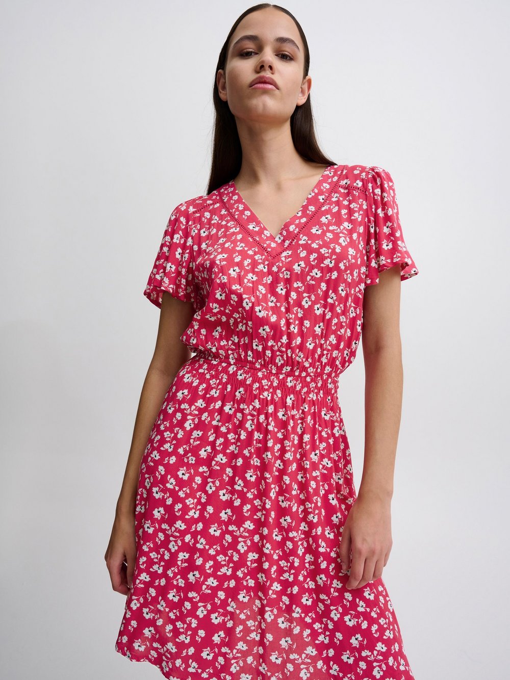 Ichi Sommerkleid Damen Viskose pink gemustert, 38