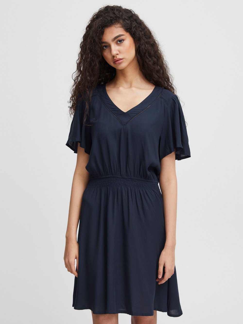 Ichi Sommerkleid Damen Viskose blau gemustert, 40