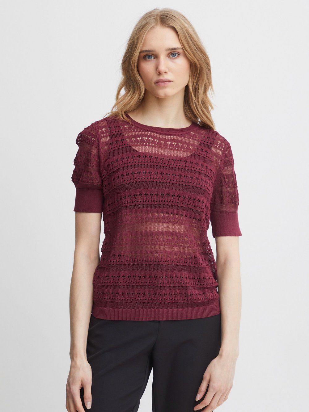 Ichi Strickpullover Damen Viskose rot, L