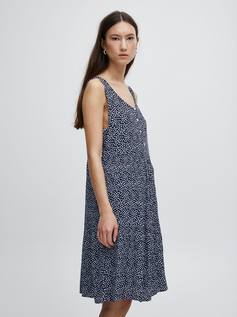 Ichi Sommerkleid Damen Viskose blau gemustert, L