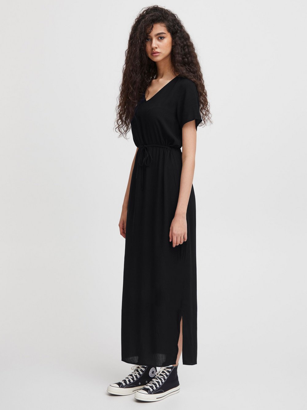 Ichi Sommerkleid Damen Viskose schwarz, XS