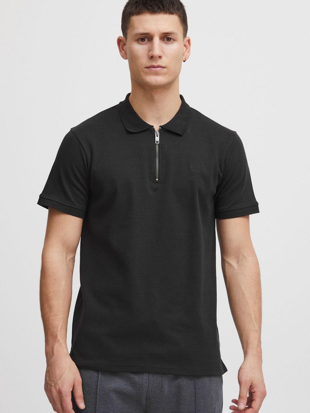 Solid Poloshirt Herren Baumwolle schwarz, XXL