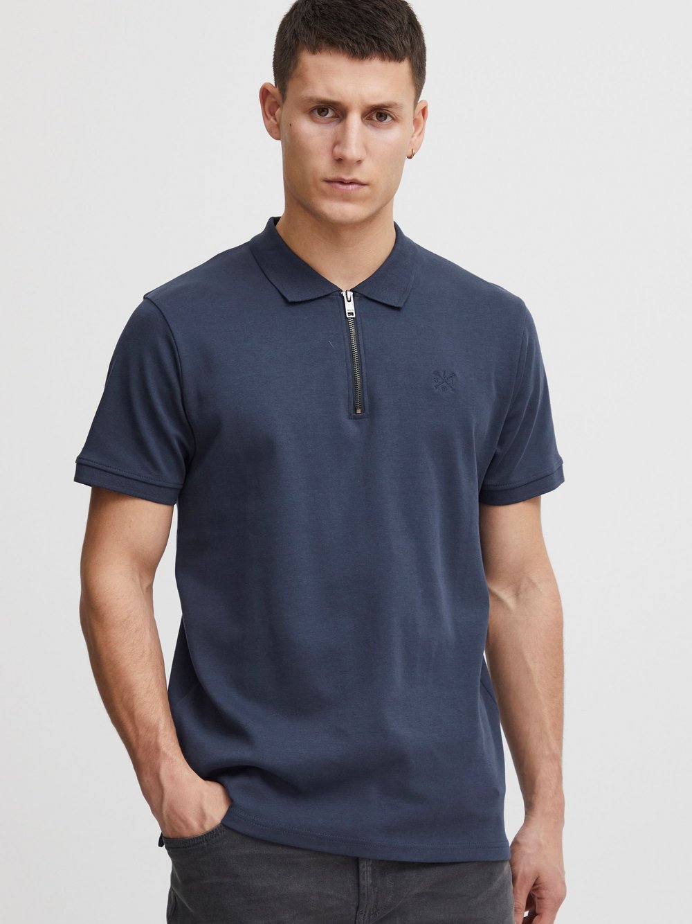 Solid Poloshirt Herren Baumwolle blau, L