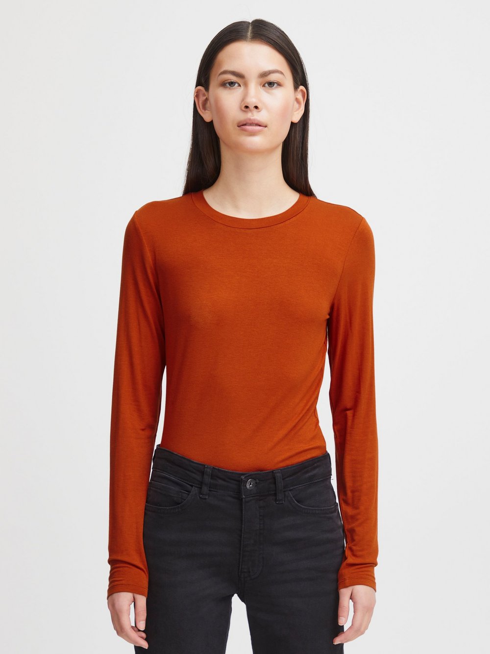 Ichi Longsleeve Damen Viskose orange, L