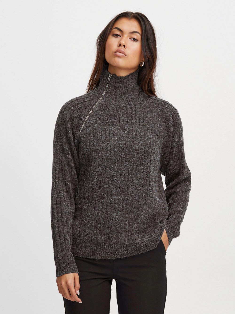 Ichi Strickpullover Damen grau, M