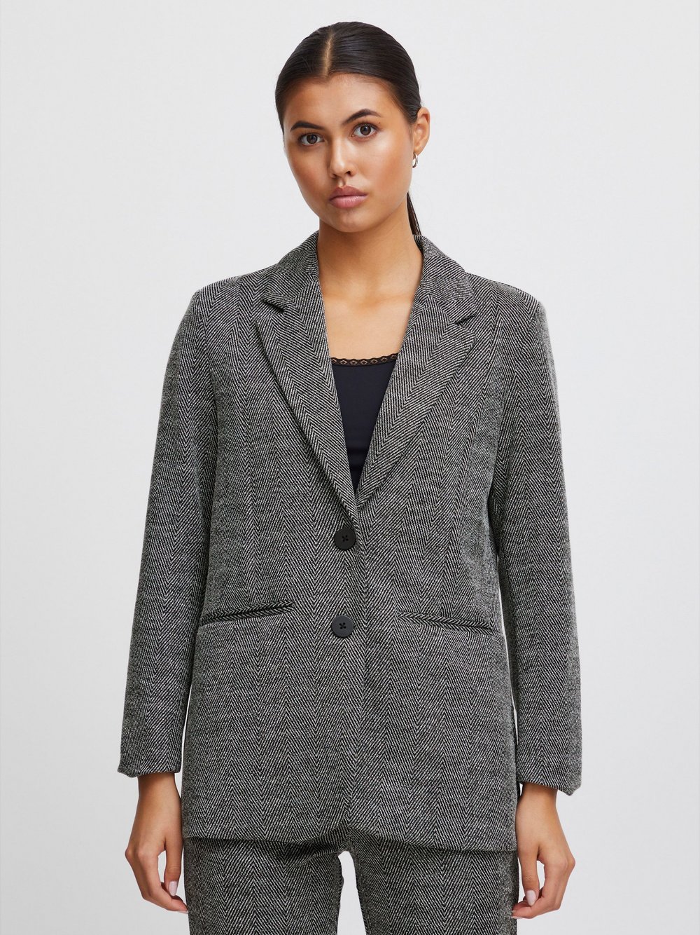 Ichi Jackenblazer Damen schwarz gemustert, XS