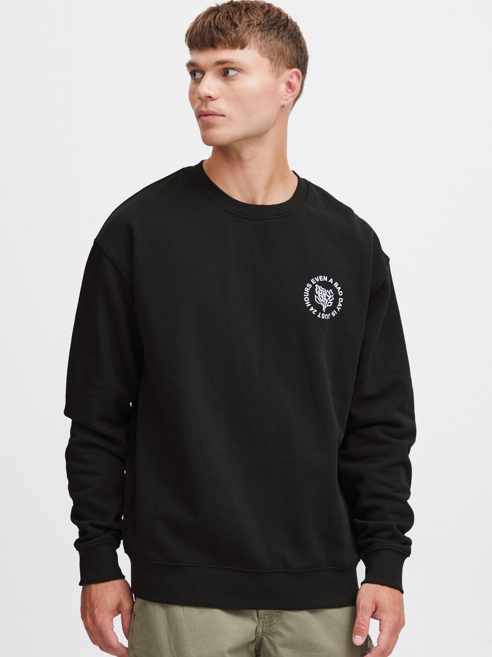 Solid Sweatshirt Herren Baumwolle schwarz bedruckt, M