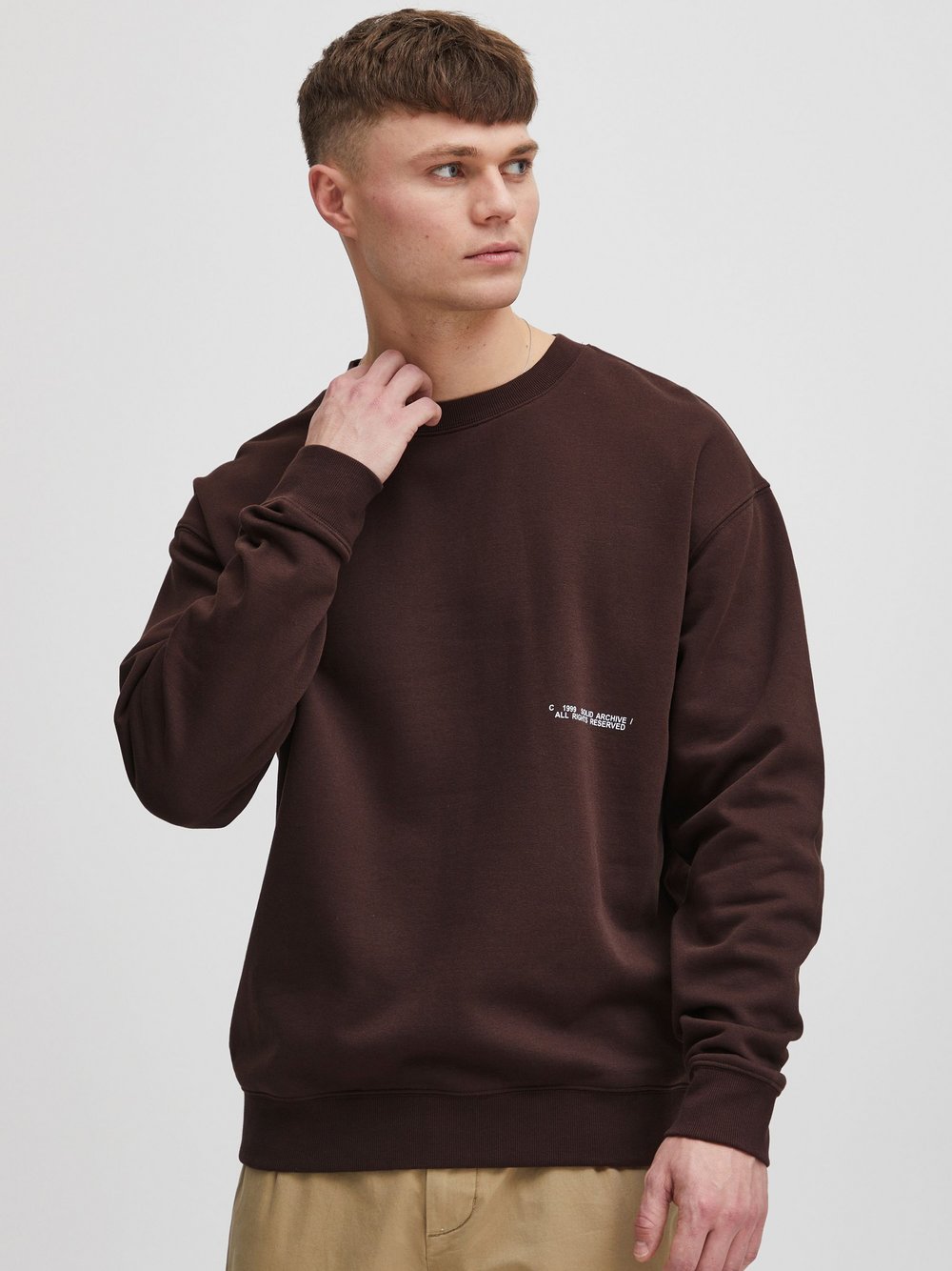 Solid Sweatshirt Herren Baumwolle braun bedruckt, L