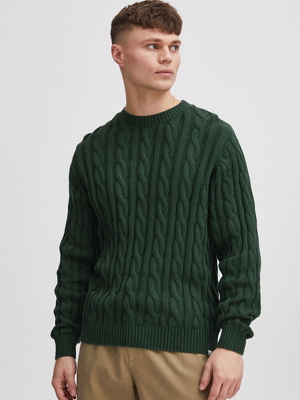 Solid Strickpullover Herren Baumwolle grün, XXL