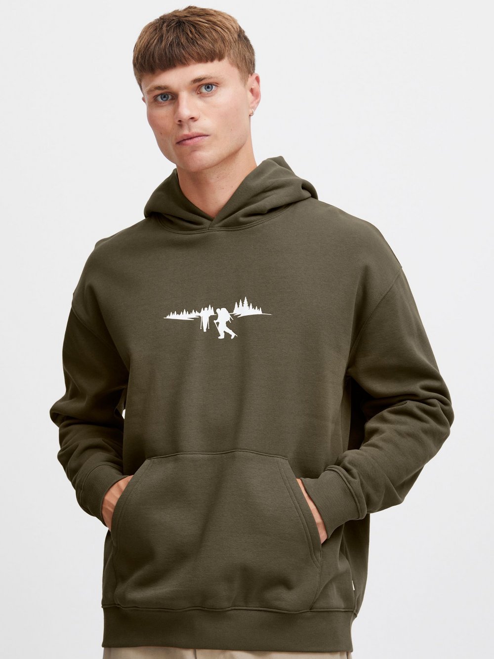 Solid Hoodie Herren Baumwolle grün bedruckt, XXL