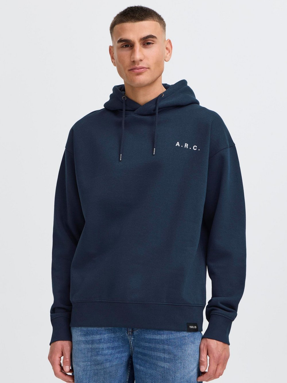 Solid Hoodie Herren Baumwolle blau bedruckt, XXL