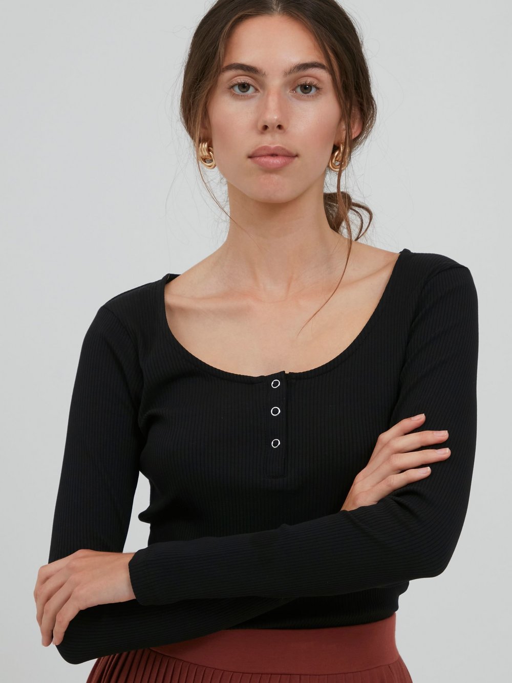 Ichi Langarmshirt Damen schwarz, XS