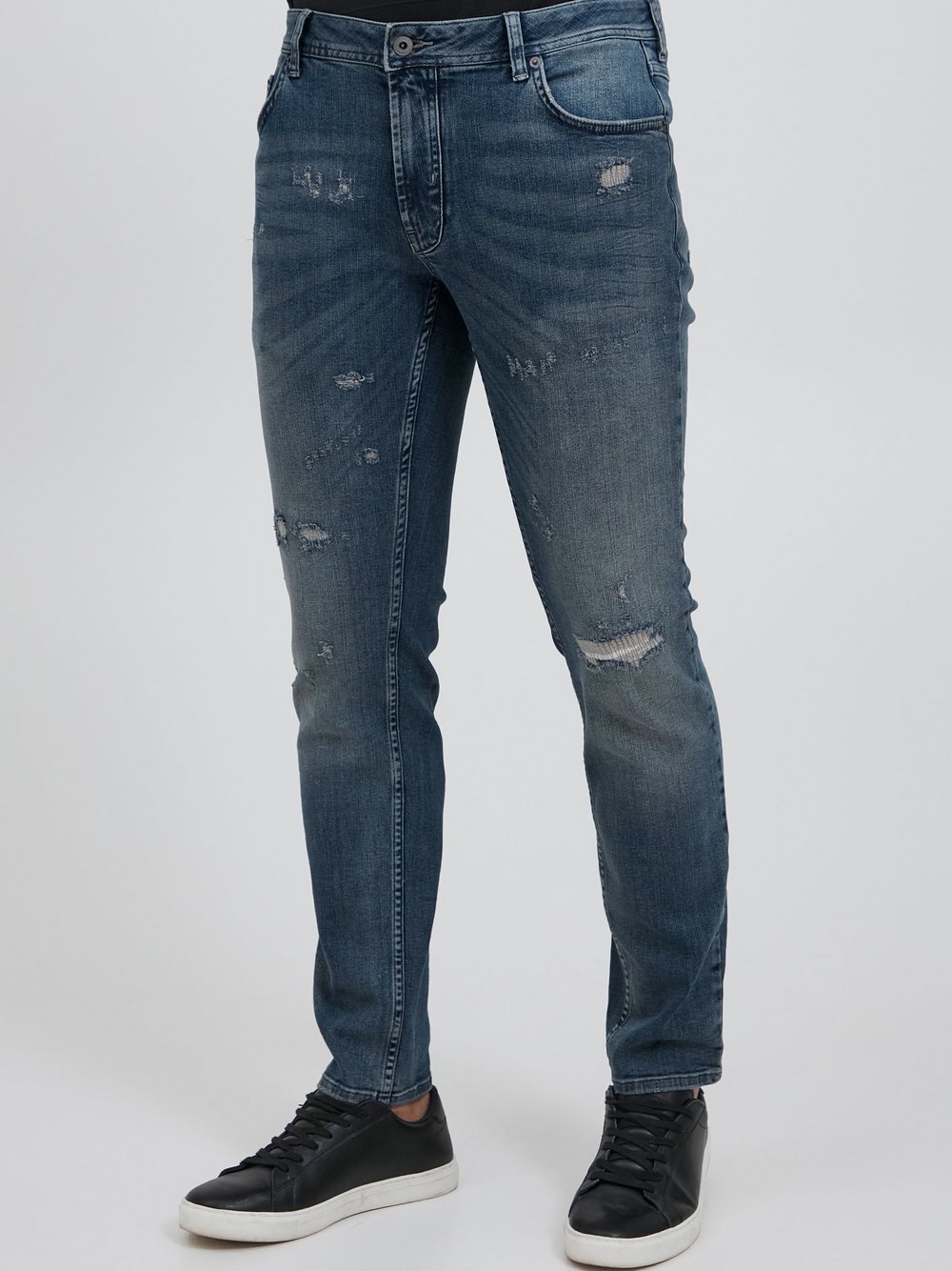 Solid 5-Pocket-Jeans Herren Baumwolle blau, 33-32