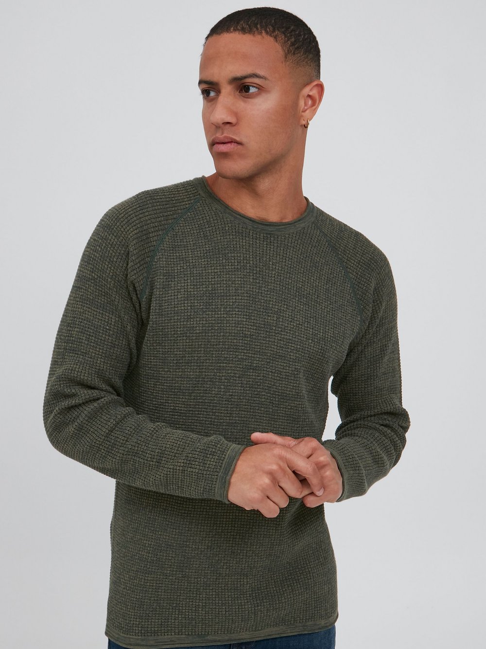 Solid Strickpullover Herren Baumwolle grün, M