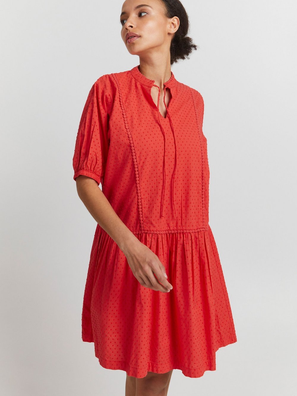 Ichi Sommerkleid Damen Baumwolle rot, XL