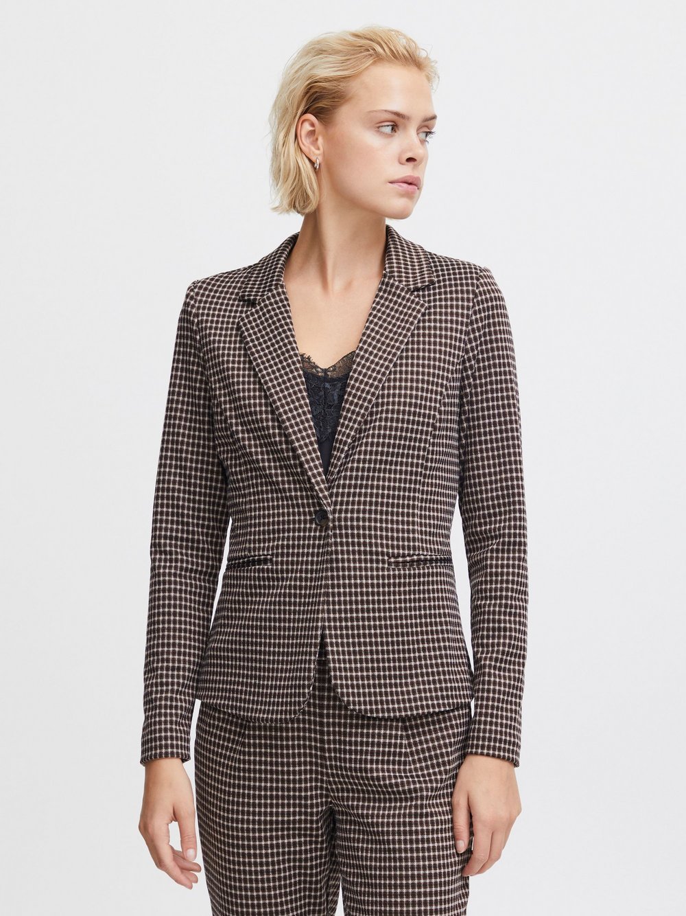 Ichi Jackenblazer Damen braun gemustert, XXL