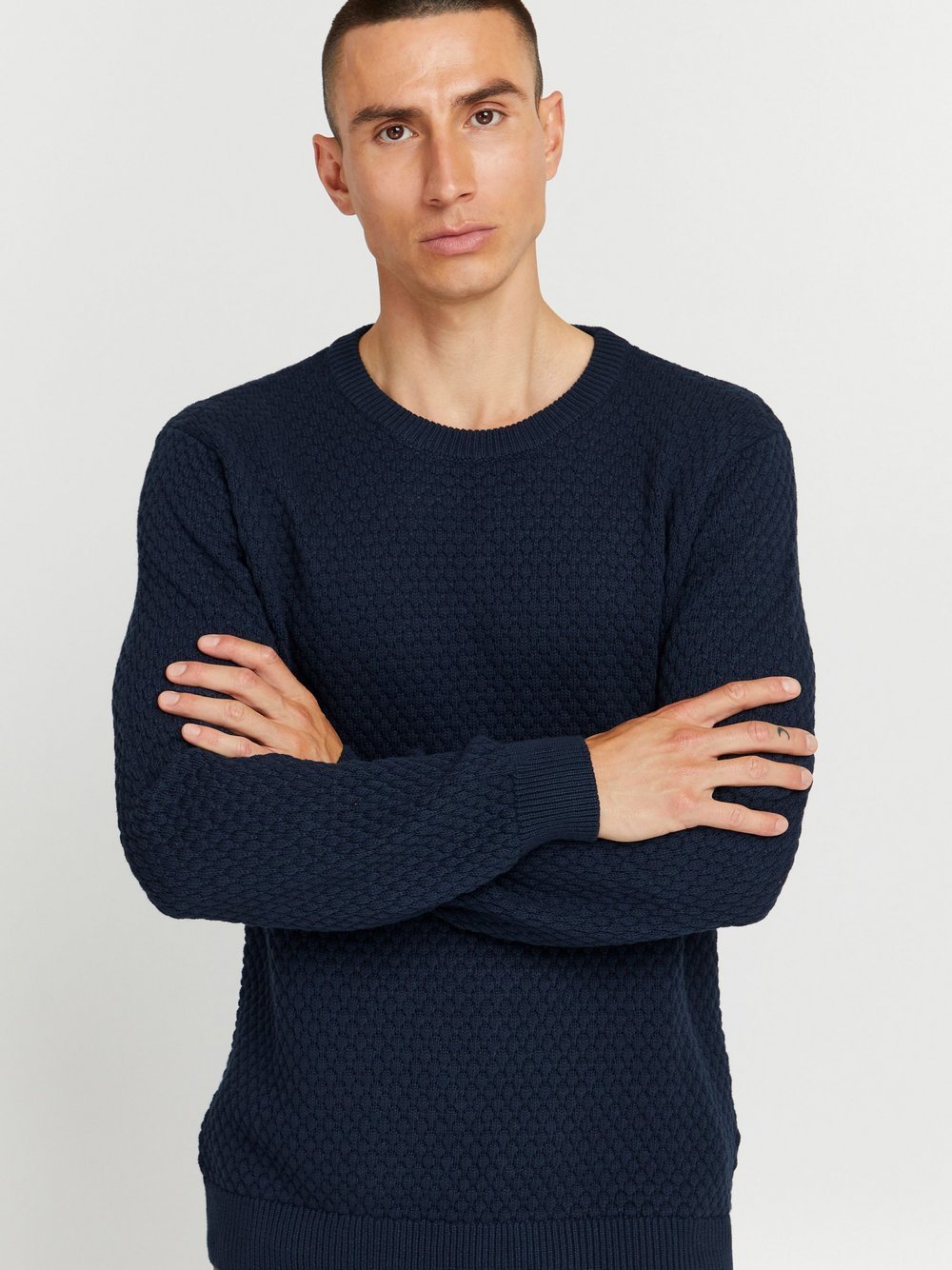 Solid Strickpullover Herren Baumwolle blau, S