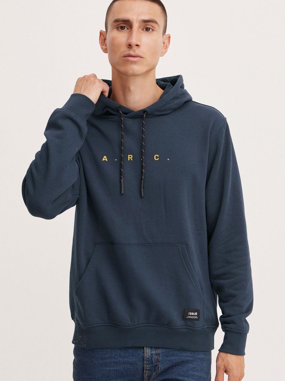 Solid Hoodie Herren Baumwolle blau, XXL