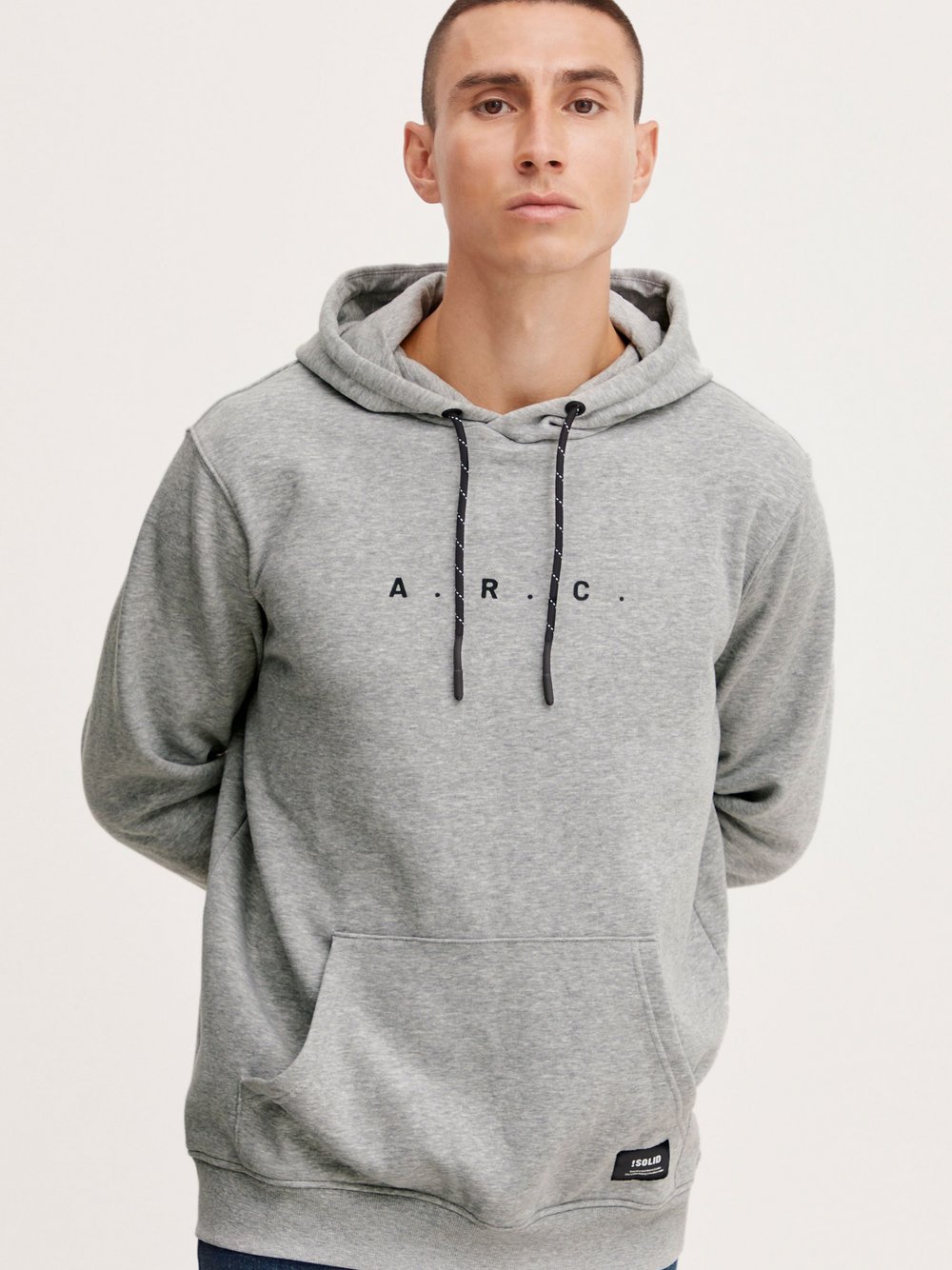 Solid Hoodie Herren Baumwolle grau, M