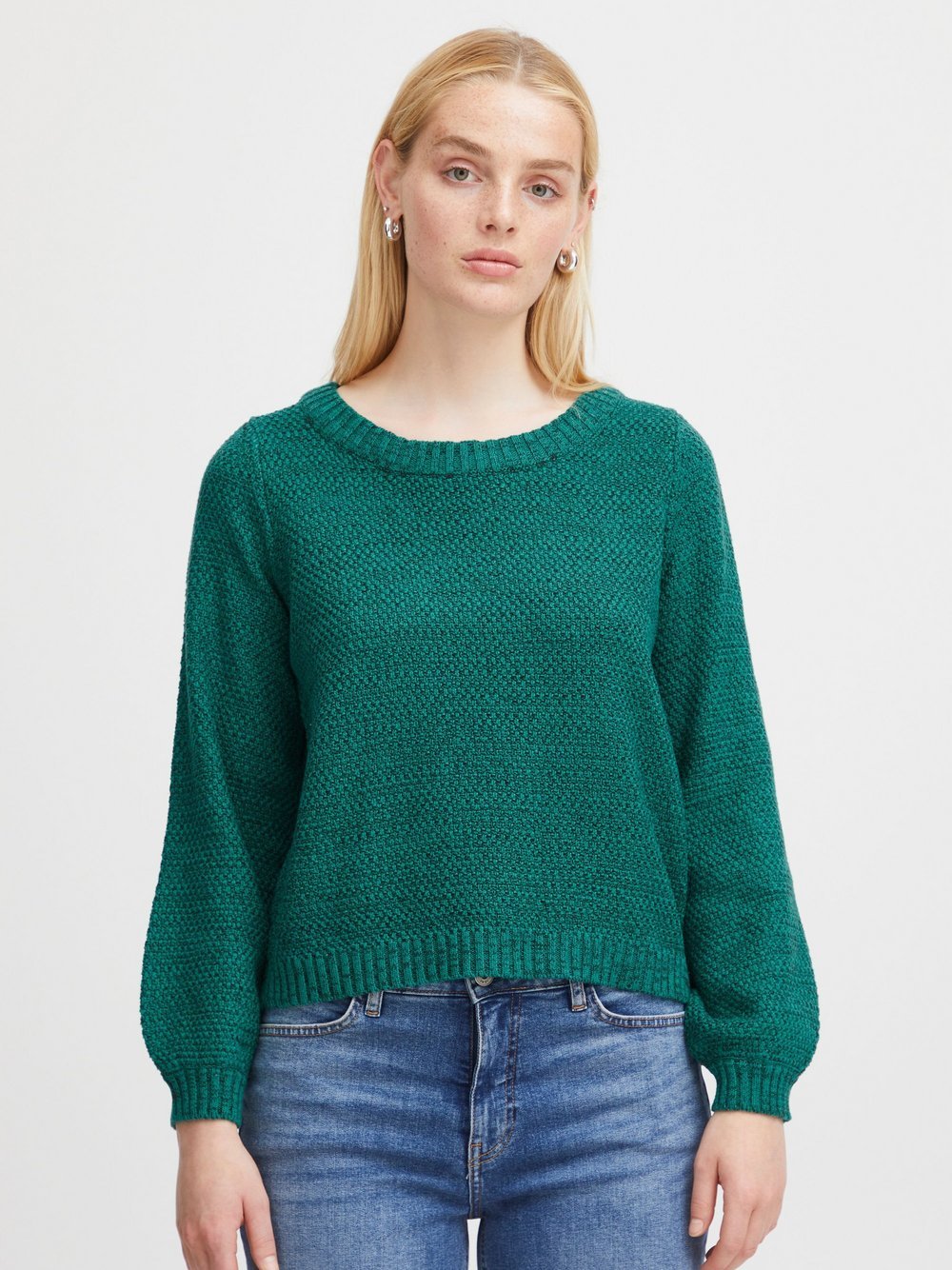 Ichi Strickpullover Damen Baumwolle grün, XS