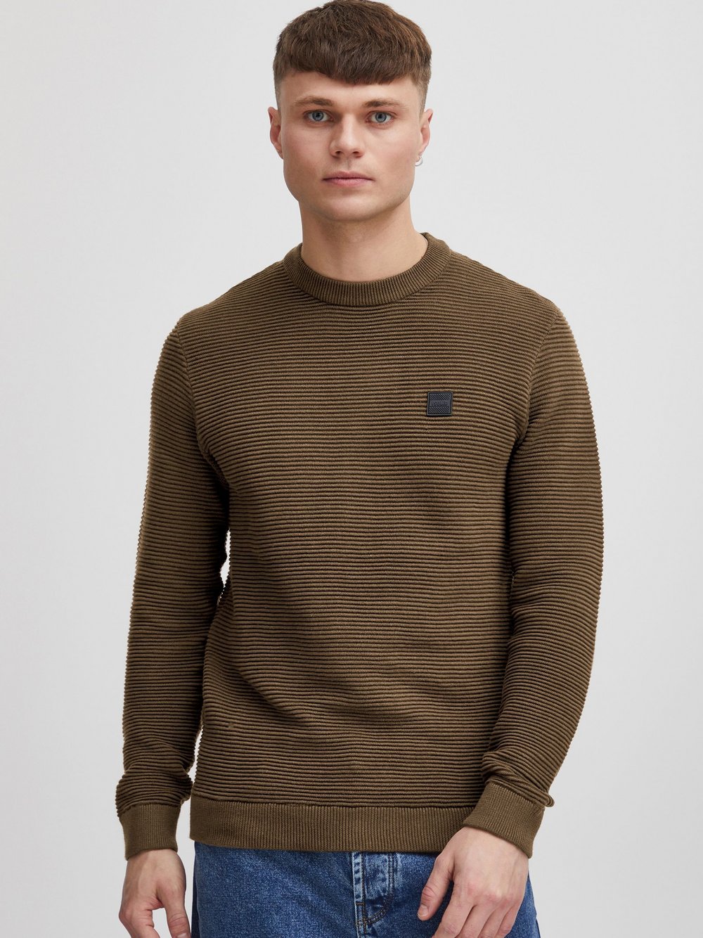 Solid Strickpullover Herren Baumwolle braun, M