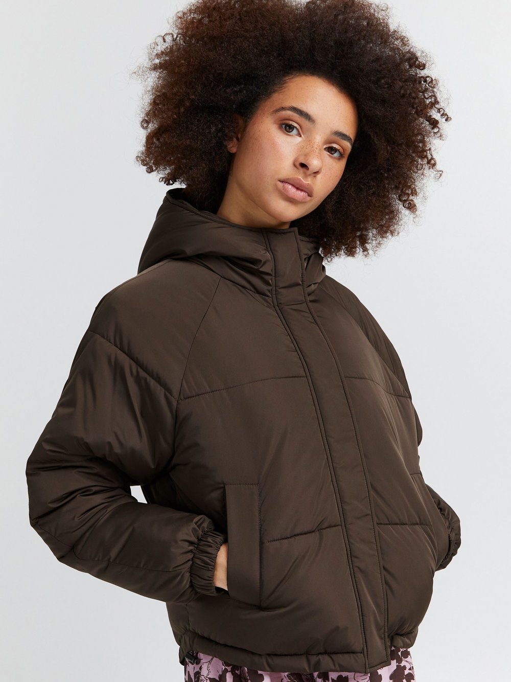 Ichi Steppjacke Damen braun strukturiert, L