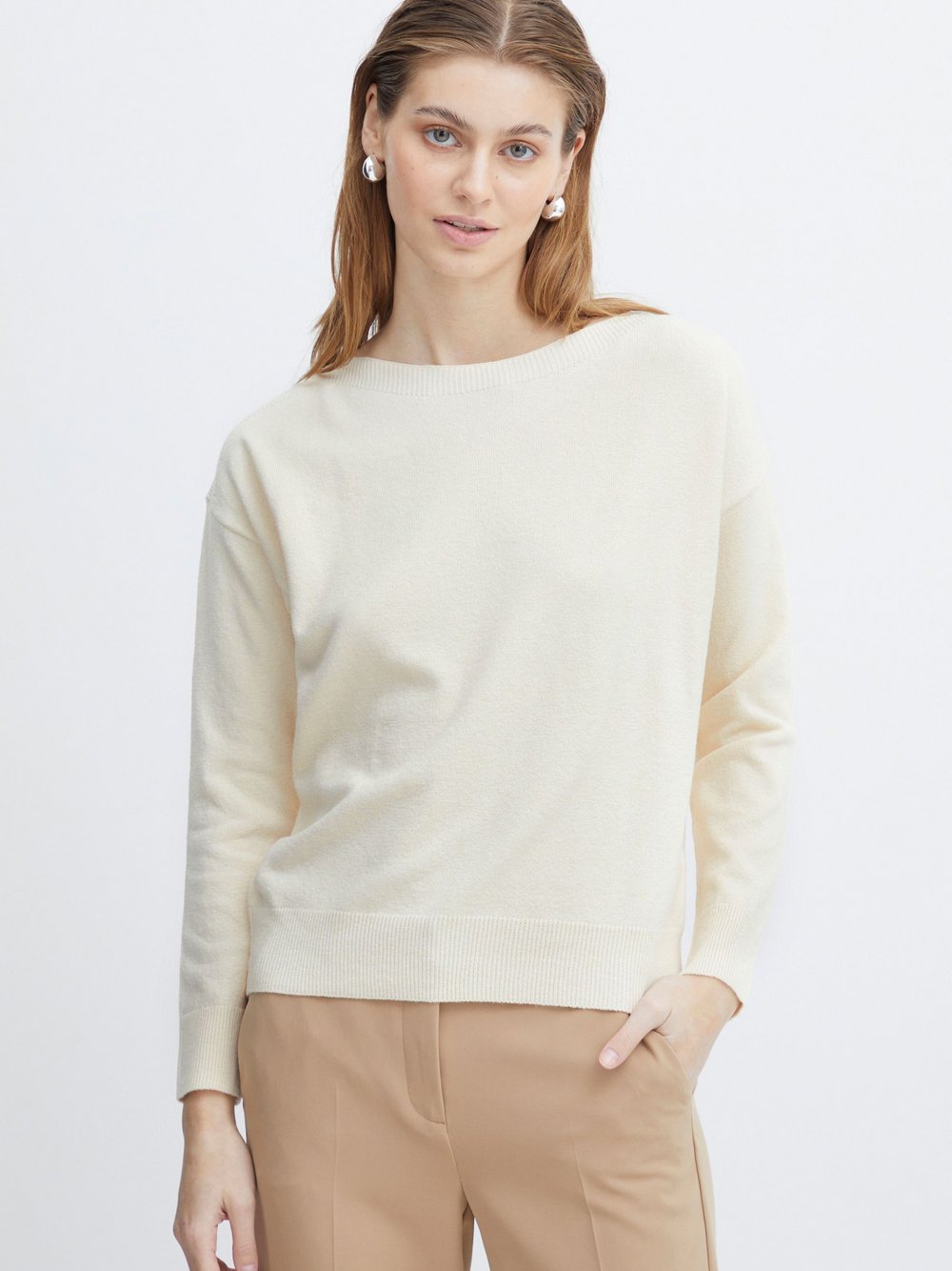 Ichi Strickpullover Damen beige meliert, XS