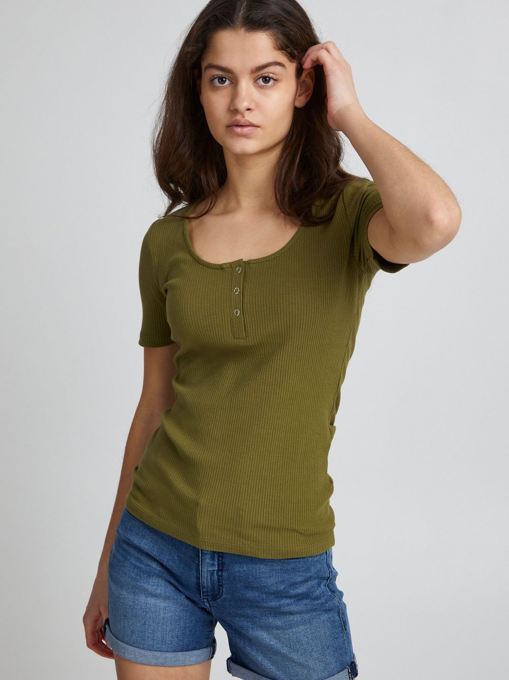Thumbnail - Ichi T-Shirt Damen Baumwolle grün, XL