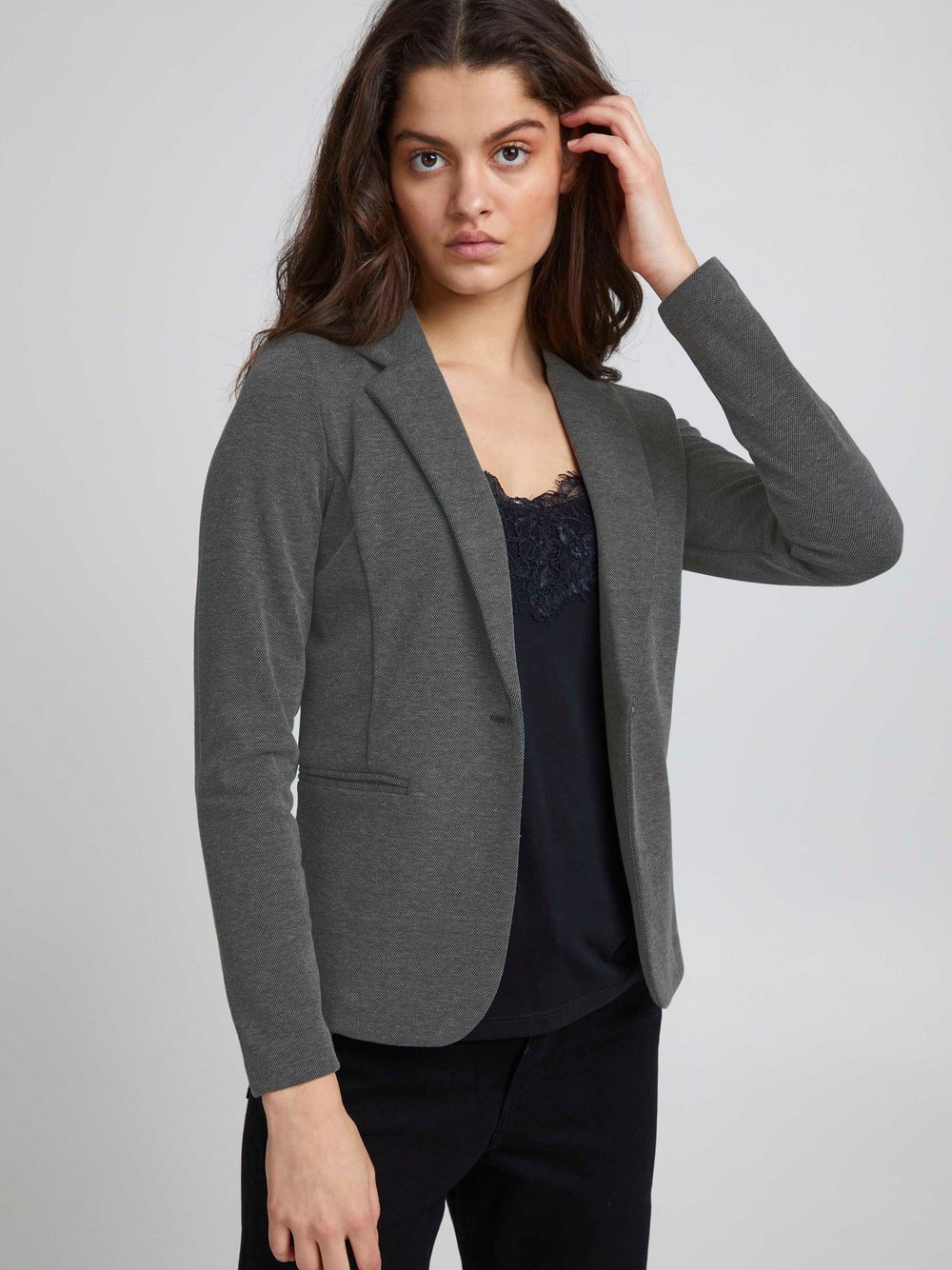 Ichi Sweatblazer Damen Baumwolle schwarz, XXL