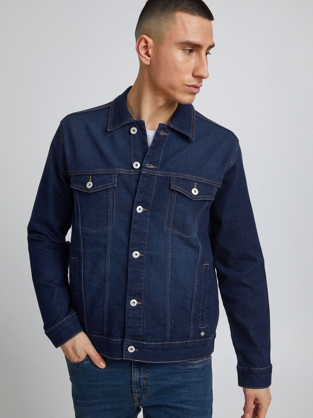 Solid Jeansjacke Herren Baumwolle blau, L