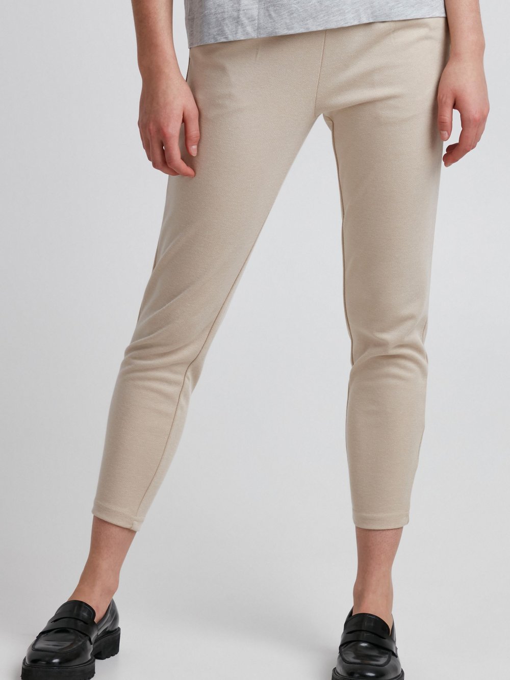 Ichi Stoffhose Damen Baumwolle beige, M