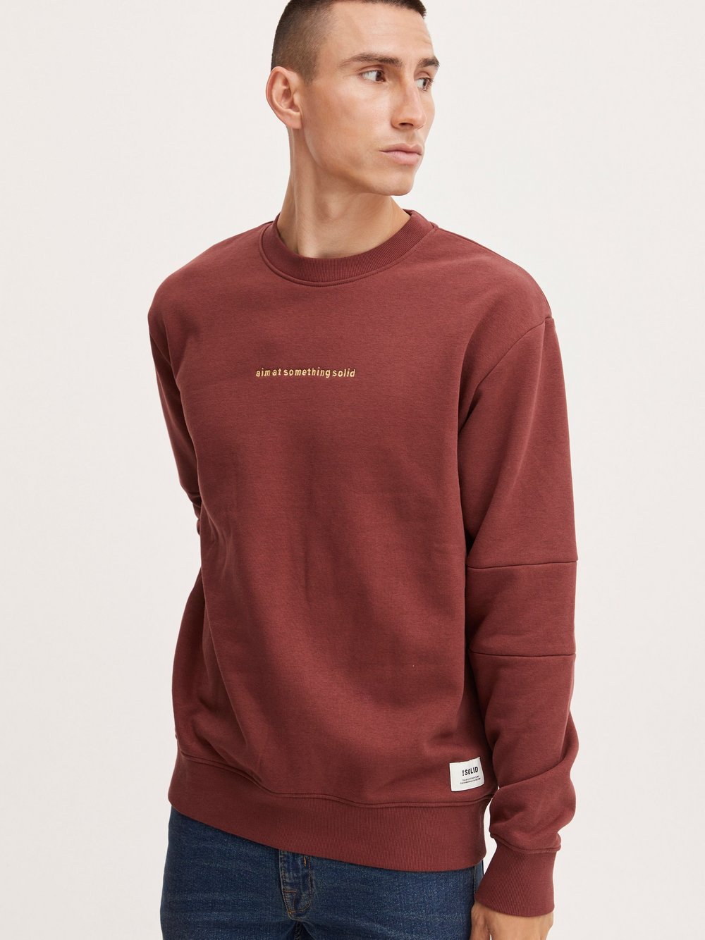 Solid Sweatshirt Herren Baumwolle rot, L