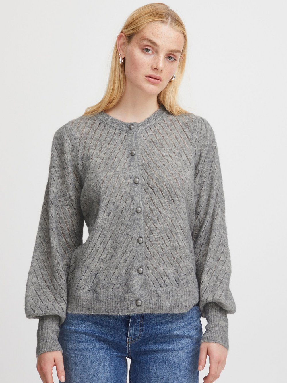 Ichi Strickjacke Damen grau, M