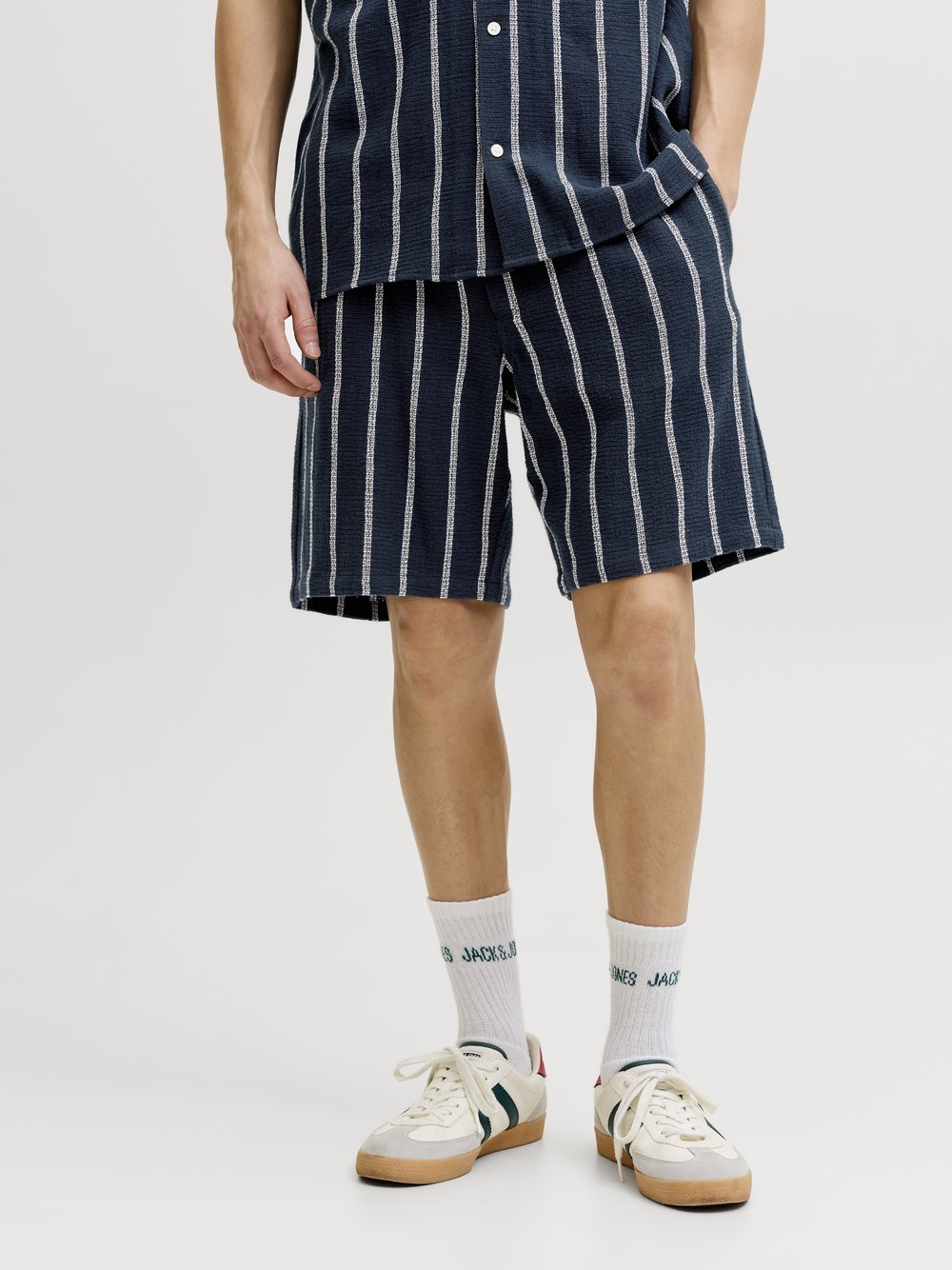 Jack & Jones Szorty - Jaiden Coba Stripe Mężczyźni Bawełna (100%) niebieski|biały, S