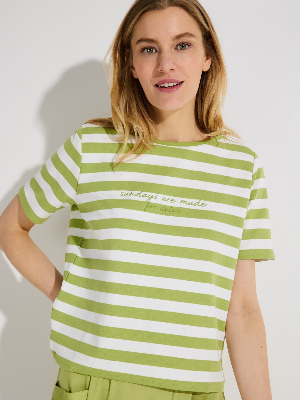 More & More T-Shirt Damen grün gestreift, 38