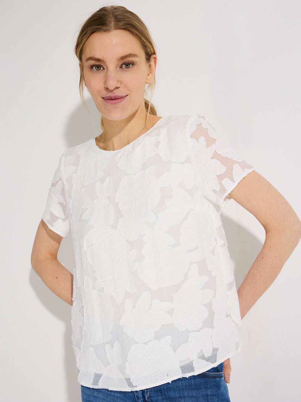 Thumbnail - More & More Blusenshirt Damen Viskose weiß strukturiert, 36