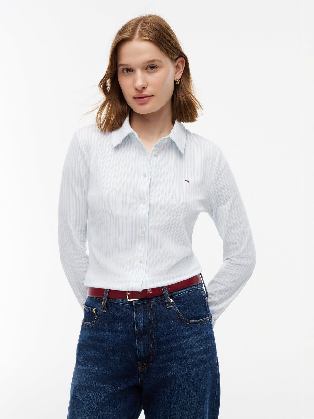 VAN GRAAF Tommy Hilfiger Damen Weiß Hemdbluse Baumwolle Mittel