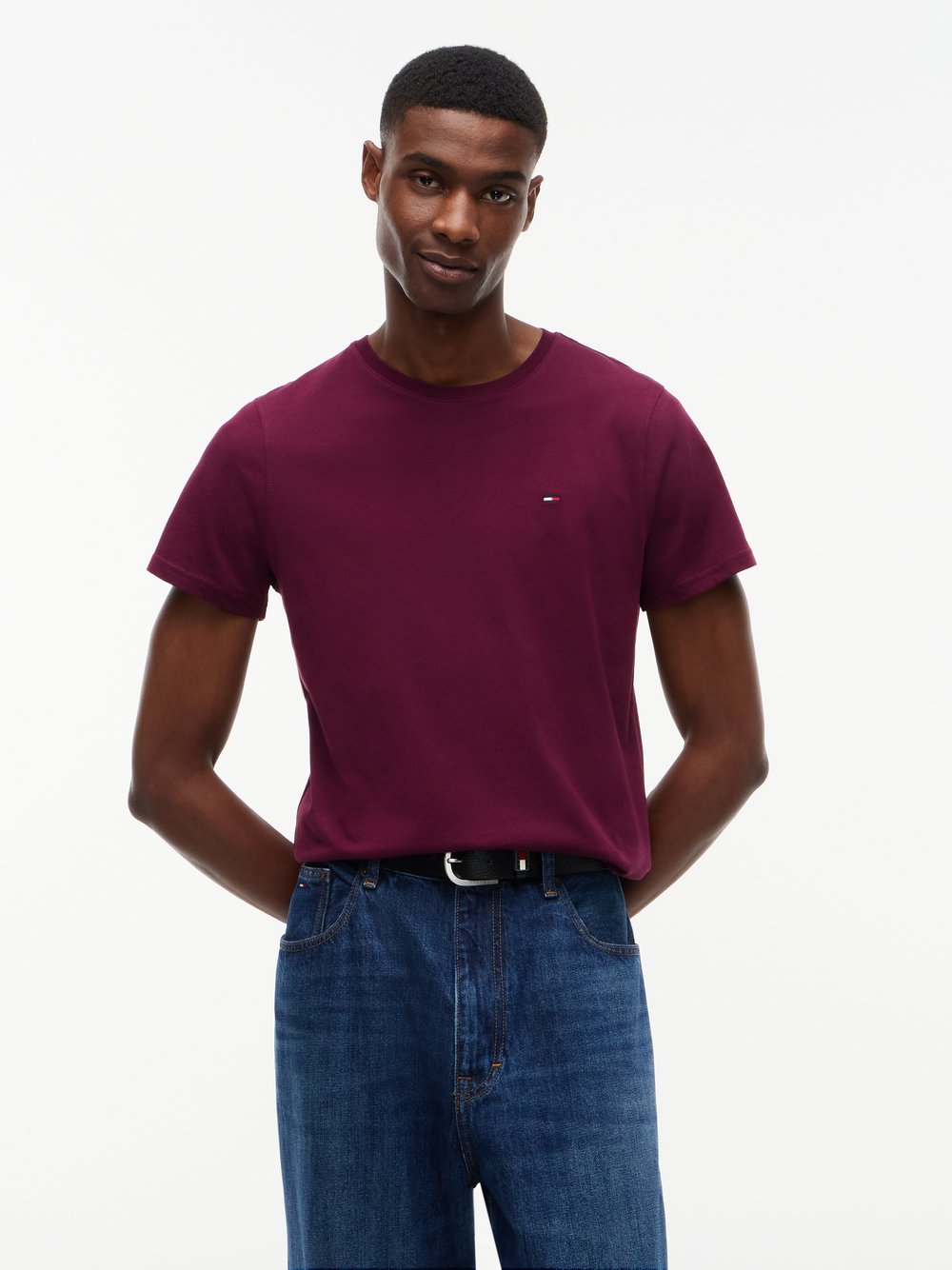 VAN GRAAF Tommy Jeans Herren Aubergine T-Shirt Baumwolle Lila, Extra Groß - Bild 3