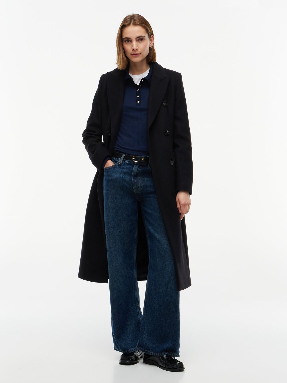 VAN GRAAF Tommy Hilfiger Damen Schwarz Wollmantel Wolle Größe 36