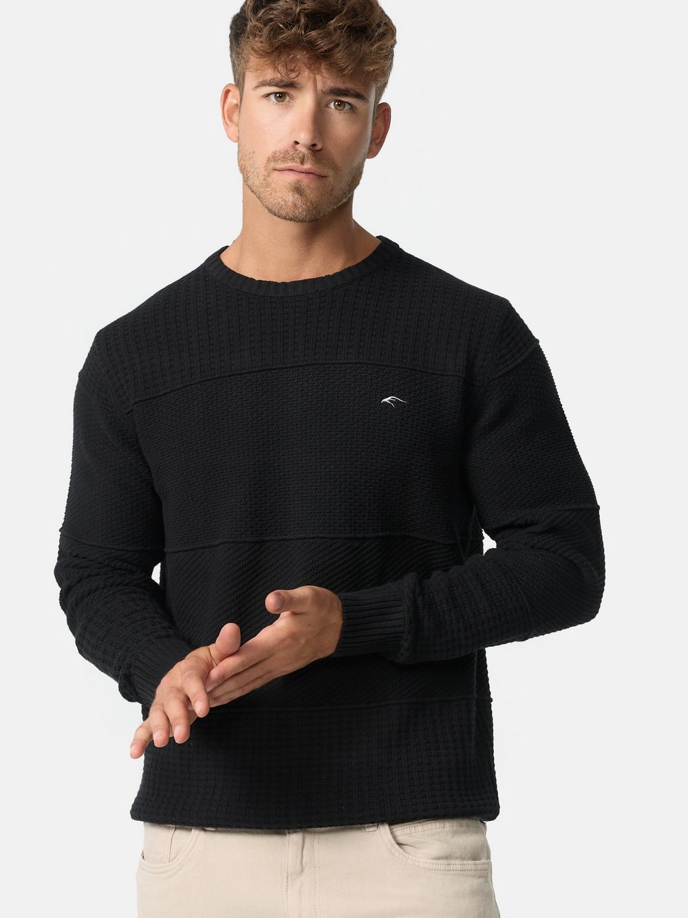 Indicode Strickpullover Herren Jersey schwarz, S