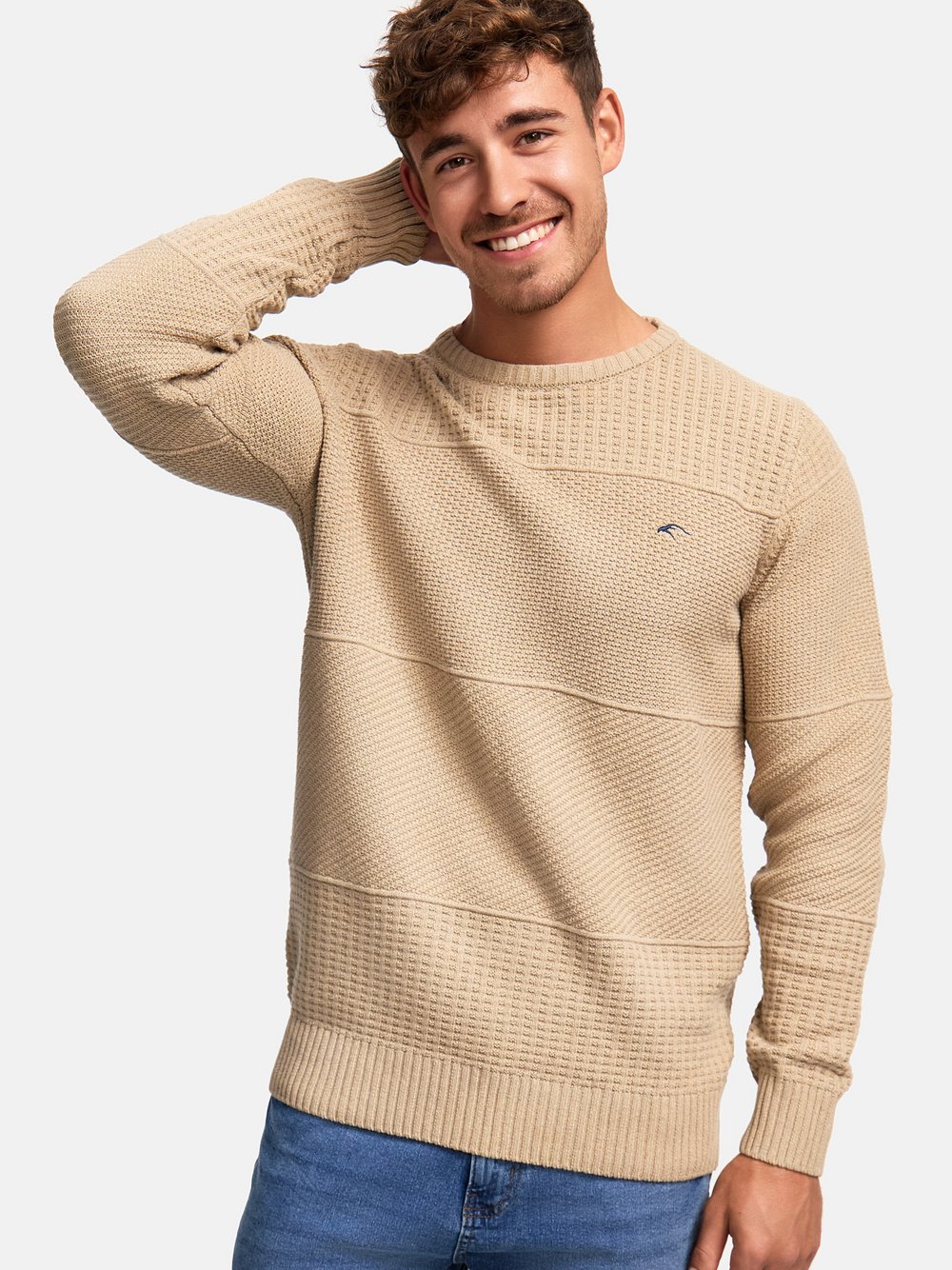 Indicode Strickpullover Herren Jersey beige, XXL