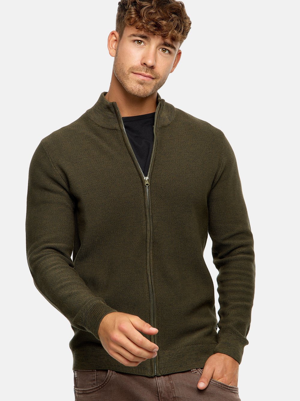 Indicode Strickjacke Herren Jersey grün, M