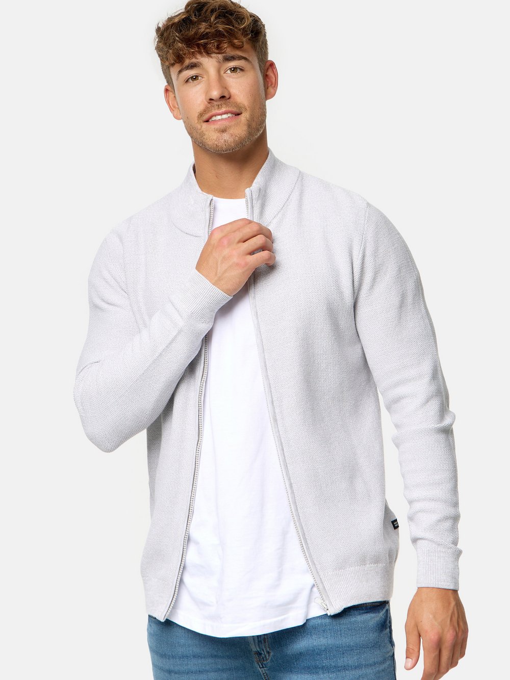 Indicode Strickjacke Herren Jersey grau, XXL