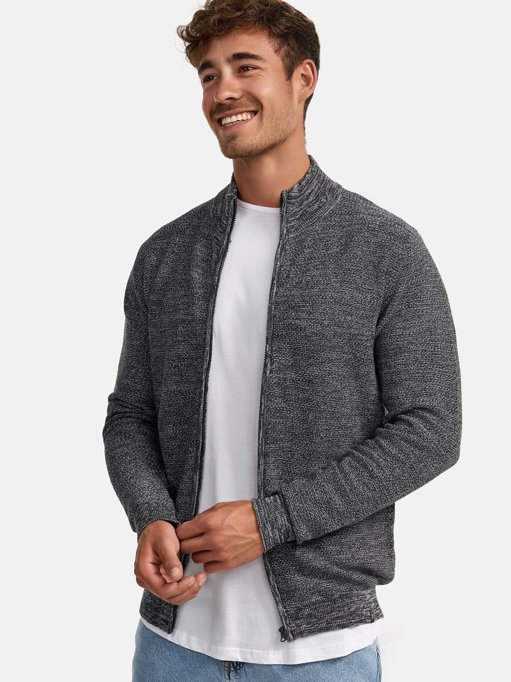 Indicode Strickjacke Herren Jersey grau, L