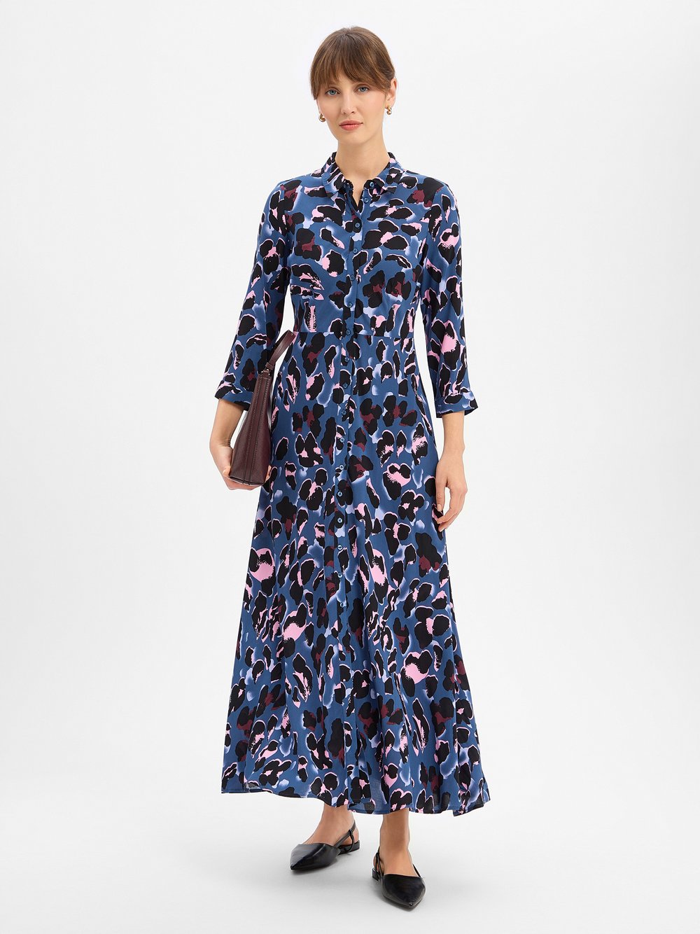 Y.A.S Blusenkleid Damen Viskose blau gemustert, M