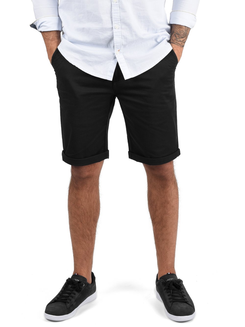 Thumbnail - Solid Chinoshorts Herren Baumwolle schwarz, L