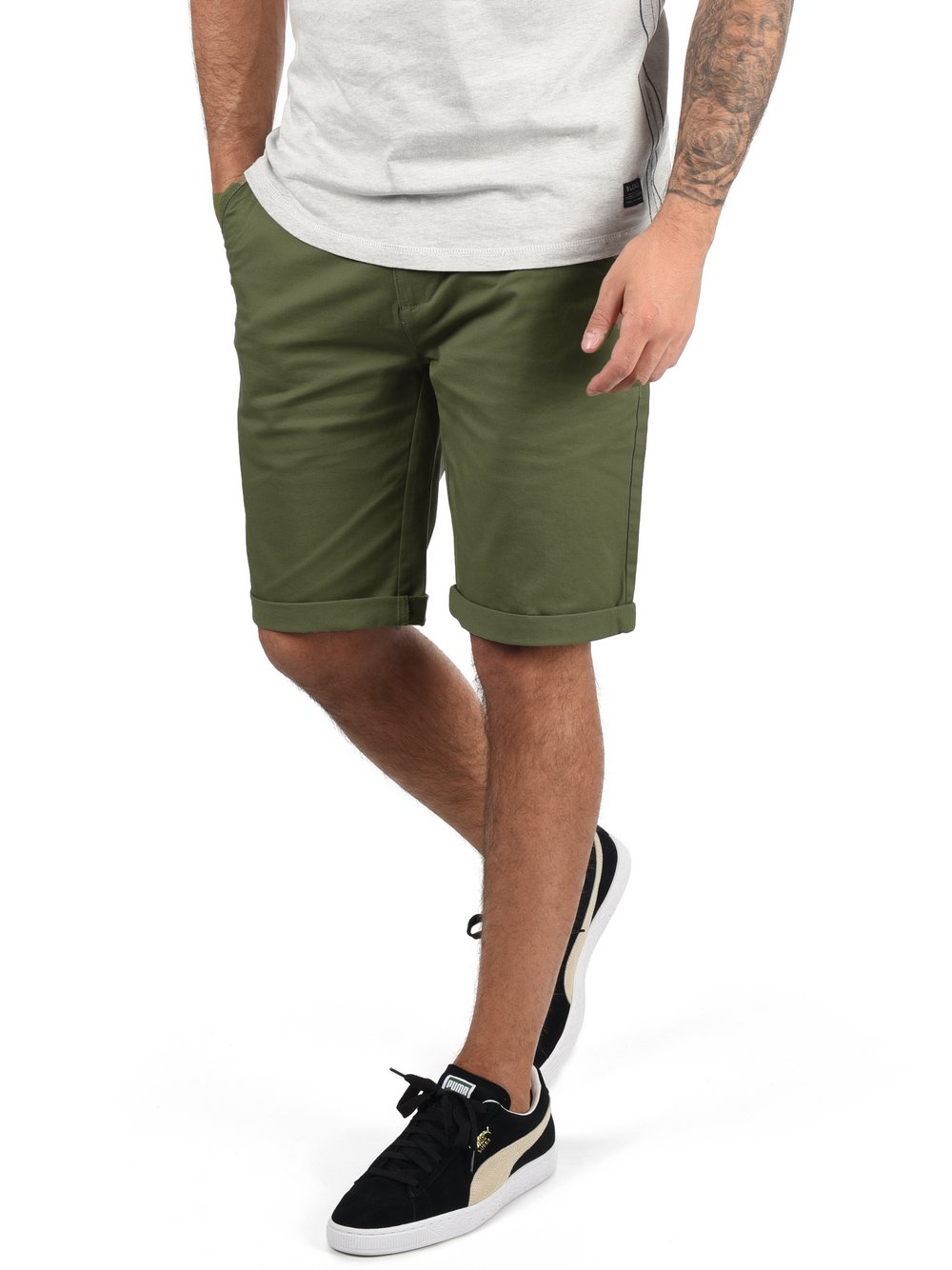 Solid Chinoshorts Herren Baumwolle grün, S