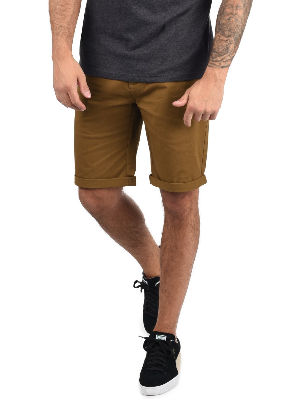 Solid Chinoshorts Herren Baumwolle braun, XL