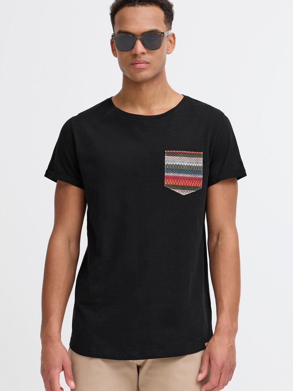 BLEND T-Shirt Herren Baumwolle schwarz gemustert, XL
