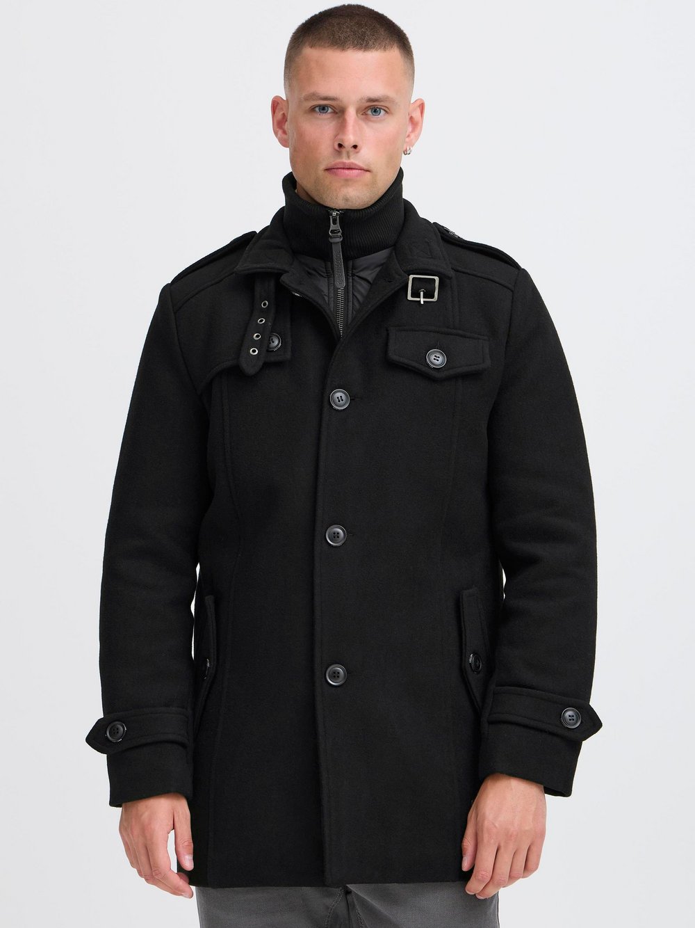 Indicode Kurzmantel Herren Wolle schwarz, XXXL